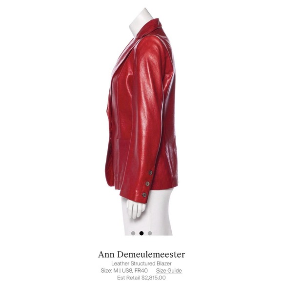 Ann Demeulemeester Red leather Blazer / Jacket Sz Medium - Picture 2 of 4